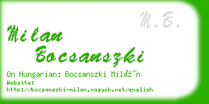 milan bocsanszki business card